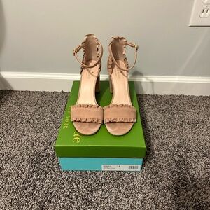 Chic Nude Ruffle Strap Heels